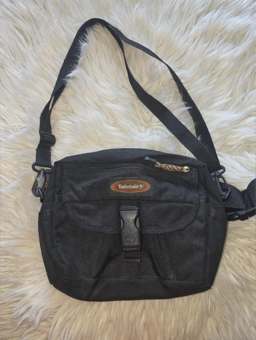 Timberland Black Compact Messenger Crossbody Bag